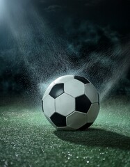 Soccer Ball Background or Wallpaper - Soccerball image for Header or Promotional purpose - Soccerball with Special Effects in the Field of a Stadium - Championship, League or Cup