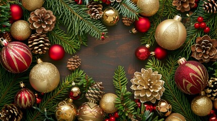 Beautiful Christmas balls banner with ample space for text.