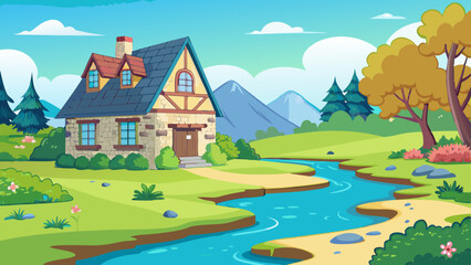 anime style the gentle flow of the river mirrors