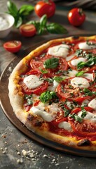 Discover the authentic taste of Italy with the iconic Pizza Margherita, featuring fresh tomatoes, mozzarella cheese, and basil