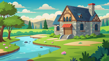 anime style the gentle flow of the river mirrors