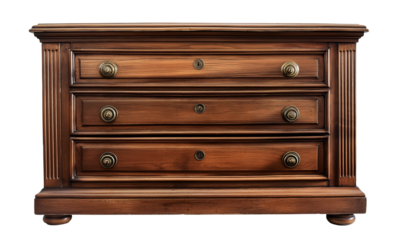 antique wooden cabinet vintage on transparent background