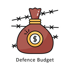 Defence Budget vector   Filled outline Design illustration. Symbol on White background EPS 10 File