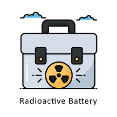 Radioactive Battery vector   Filled outline Design illustration. Symbol on White background EPS 10 File