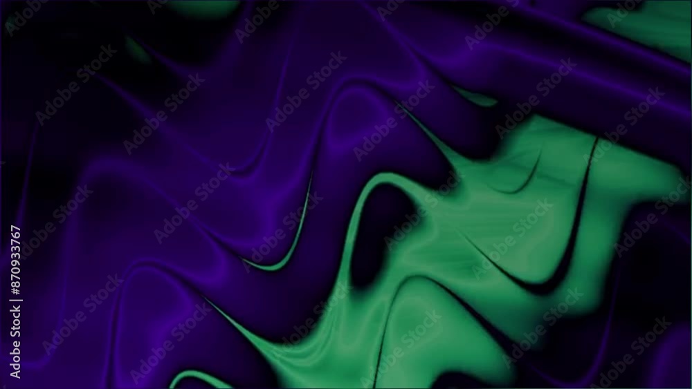 Poster green and purple swirling abstract pattern with fluid motion