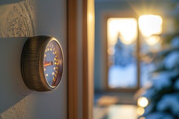 reduce the temperature on thermostat to save energy heating costs. ai generative