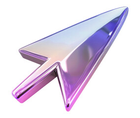 Arrow  icon png holographic fluid chrome shape, transparent background