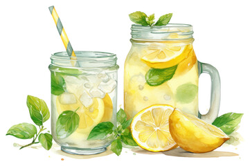Fototapeta premium PNG Lemonade cocktail mojito fruit.