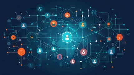 Technology networking, online connections, flat design