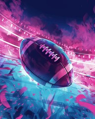 background illustration for an american football match, colors blue and fuchsia 