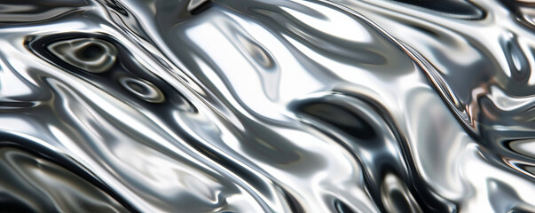 A close-up of liquid platinum, with its bright, silvery surface creating smooth, flowing patterns. The reflective sheen and fluid movement give a sophisticated and elegant look.