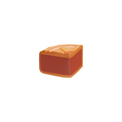 Moon cake quarter cut 3D plastic style vector, traditional Chinese round pastry bakery eaten during Mid Autumn festival