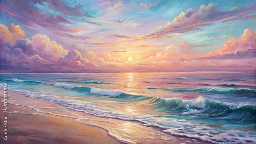 Canvas Prints Beautiful sunset over a calm ocean beach.