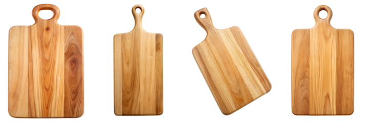 Wooden cutting board with long handle isolated on transparent background PNG file