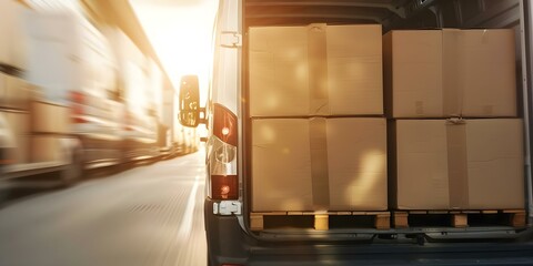 Fast online delivery service with express shipping options and reliable delivery trucks. Concept Online Delivery, Express Shipping, Reliable Trucks