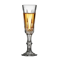 Transparent champagne glass with sparkling wine, showcasing its effervescence and sophistication