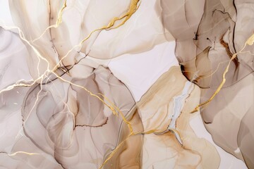 Abstract Fluid Art with Beige, Brown, and Gold Tones