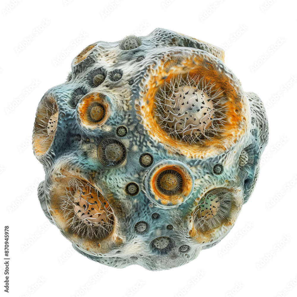 Fototapete detailed 3d rendering of a microscopic organic structure with complex textures on a transparent back
