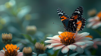 Obraz premium A beautiful butterfly sitting on a flower