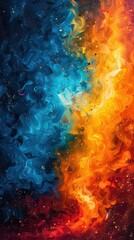 Obraz premium Vibrant Abstract Painting with Blue and Orange Swirls