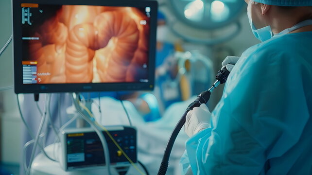 Endoscopy Procedure Medical Professional Monitoring Equipment Hospital
