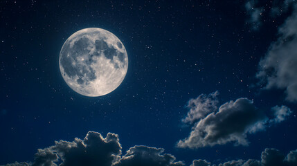 A large full moon in a night sky