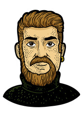 monkey tail beard sketch engraving PNG illustration. T-shirt apparel print design. Scratch board imitation. Black and white hand drawn image.