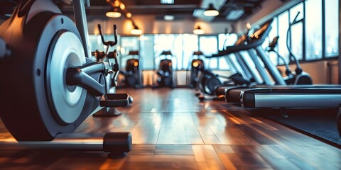 Interior of a modern gym with a focus on cardio machines. Concept Modern Gym, Cardio Equipment, Interior Design, Fitness Center, Workout Space