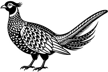 Pheasant silhouette vector illustration, Pheasant Bird