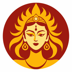 Lord Durga logo icon Vector Illustration 