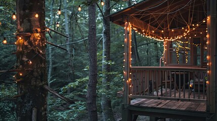 Fototapeta premium string lights wood