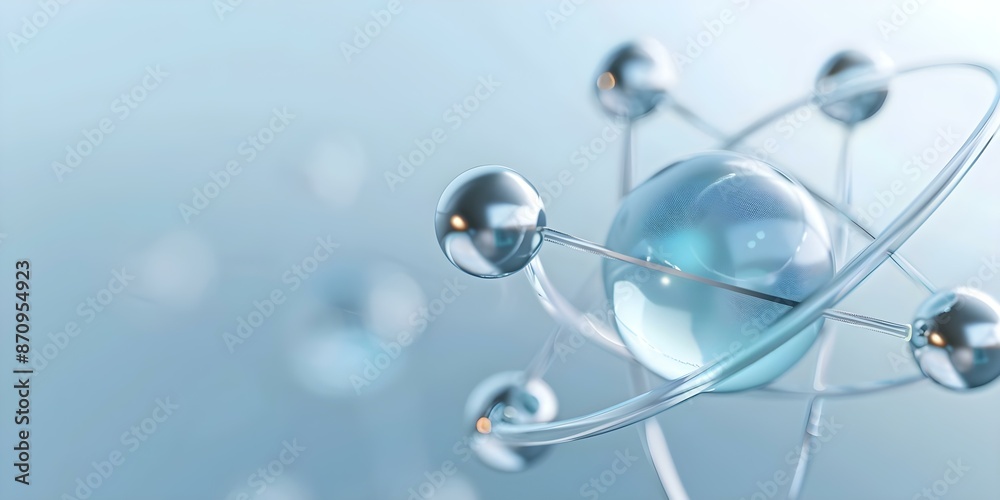 Poster digital art of stylized atomic structure with nucleus and orbiting electrons. concept atomic structu