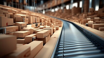 Obraz premium boxes carton conveyor belt
