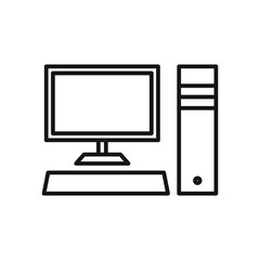 Desktop computer icon Black line art vector