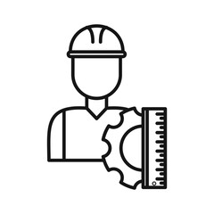 engineering service icon Black line art vector