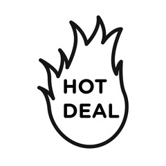 Hot deal icon Black line art vector