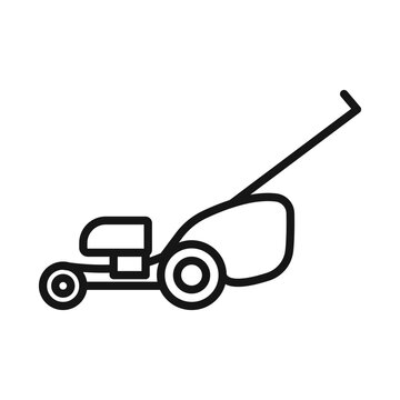 recommend clip art: Lawn mower icon Black line art vector