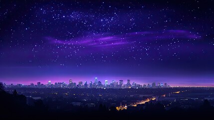 Naklejka premium skyline starry background purple