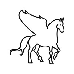 Pegasus icon Black line art vector