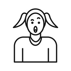 Shocked Girl icon Black line art vector