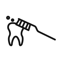 Teeth cleaning icon Black line art vector