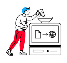 Man uploads files to the computer