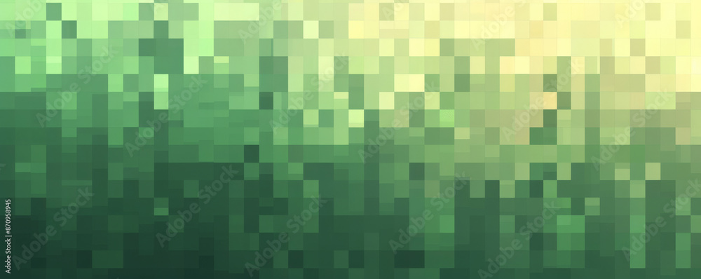 Wall mural a mosaic pixel background featuring a gradient from dark to light green. the smooth transition and p