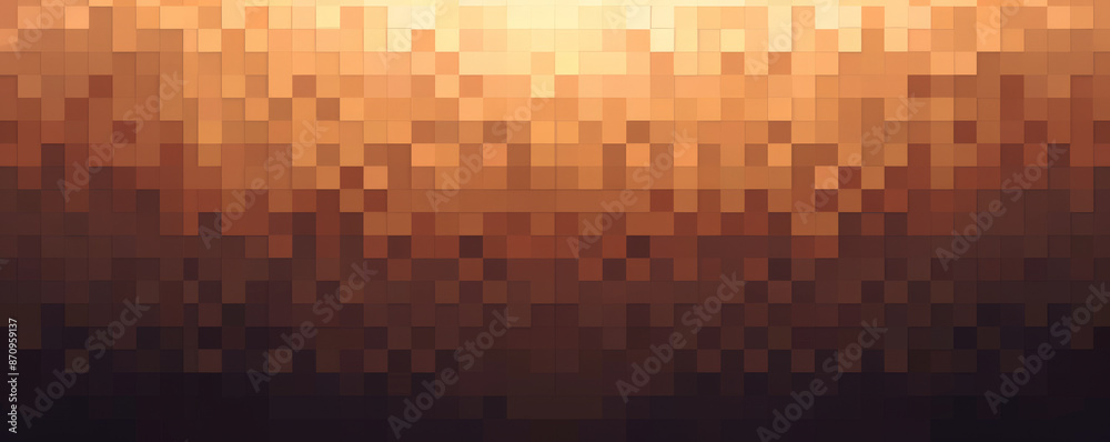 Wall mural a mosaic pixel background with a gradient from dark to light brown. the smooth transition and pixela