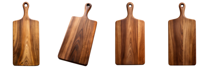 Wooden cutting board with long handle on transparent background PNG file