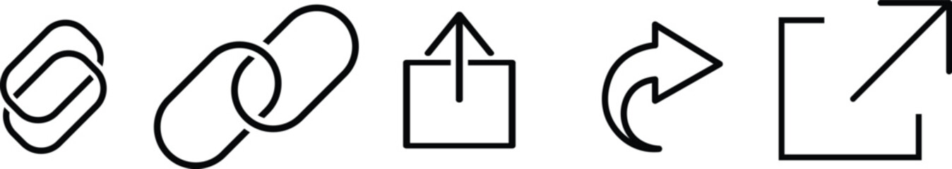 Share icons set. Social media button. Transparent share pictogram. Linear arrows. Link symbol. Stock vector.eps10