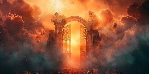 Day of judgment gates of heaven open for chosen damned cast out. Concept Heaven's Gates, Judgment Day, Chosen Ones, Damned Souls, Cast Out