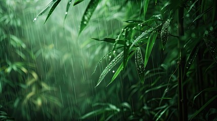 raindrops bamboo forest