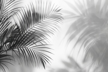 Grey shadow of natural palm leaf abstract background. ai generative