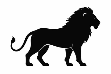 black and white lion silhouette, lion vector illustration, lion silhouette, animal silhouette isolated vector Illustration, png, lion  icon	